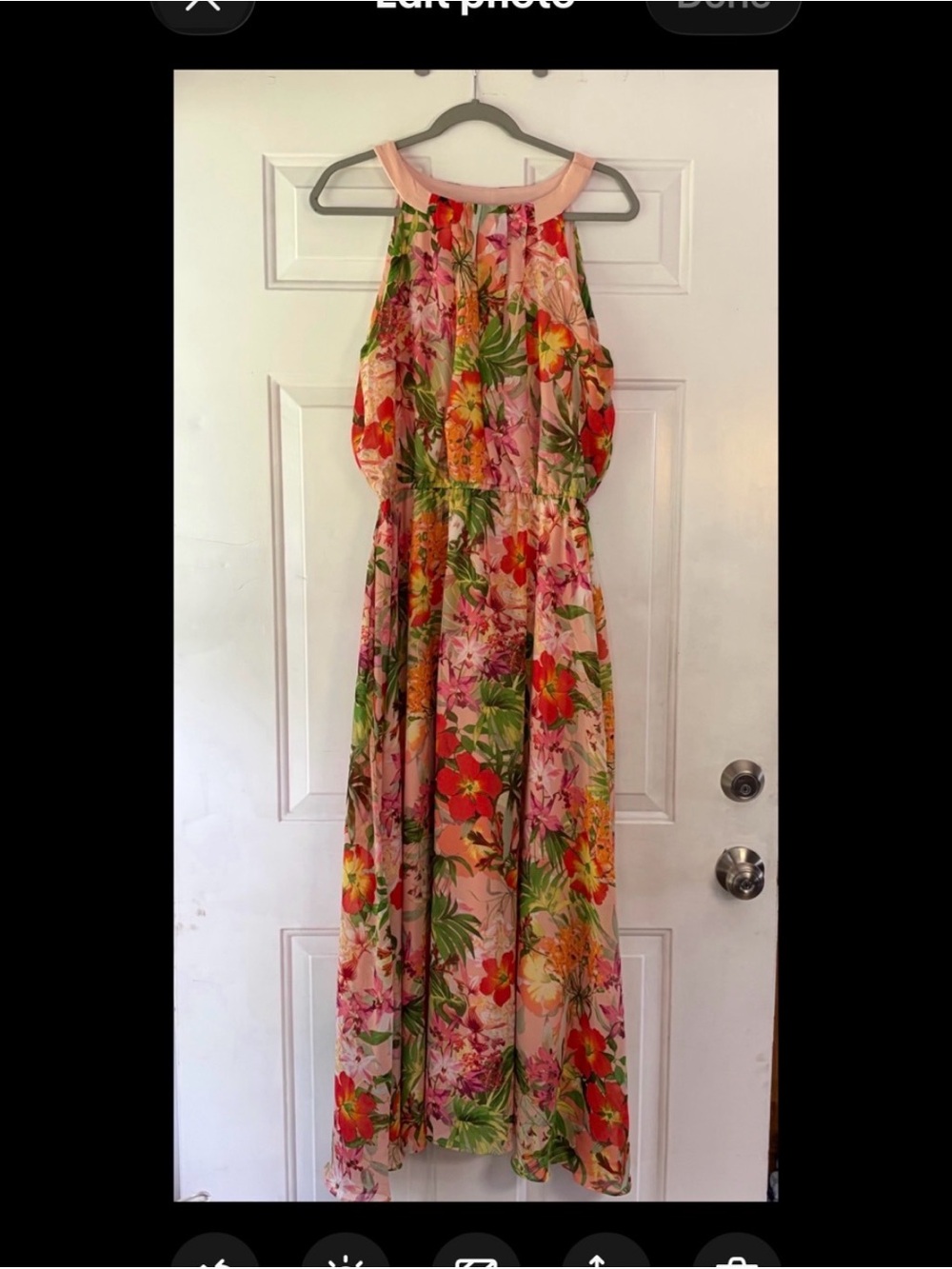 Robbie Bee Floral Maxi Dress Sz 12 Sleeveless Vacation Beach Vacation Cruise EUC